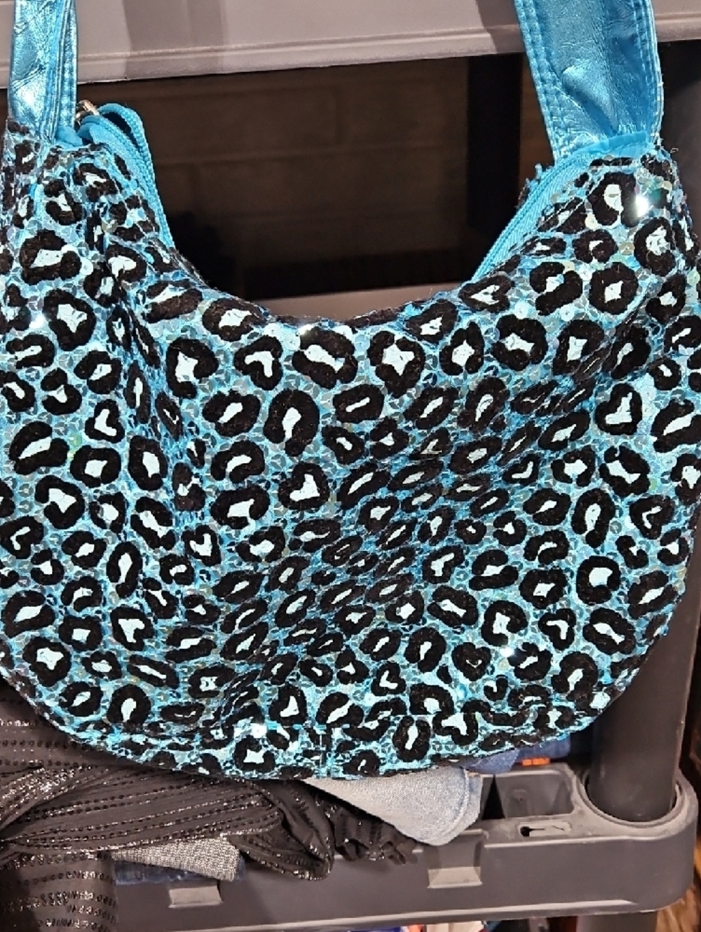 Justice Teal Blue Leopard Shoulder Bag - Picture 2 of 4